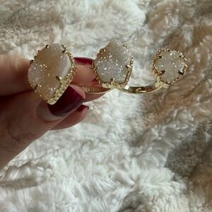 Kendra Scott Gold White Druzy Statement Ring – Adjustable